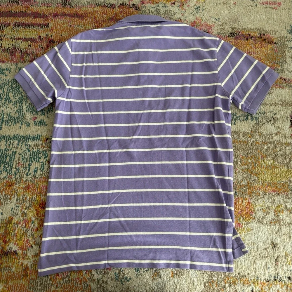 Vintage Y2K Polo Ralph Lauren Striped Polo Shirt Large Purple White Green Pony